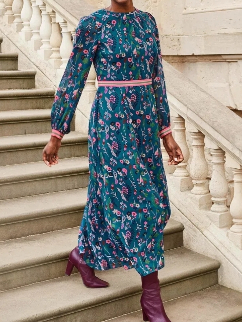 Boden Ellen Floral Maxi Dress  Baltic Botany floral print Size 16 - Picture 3 of 16